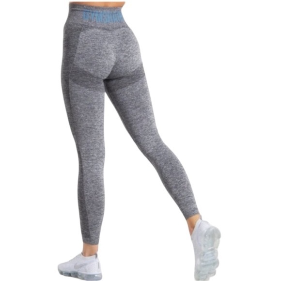 Gymshark Flex‎ High Waisted Leggings - Charcoal Marl/Teal Size XS - Picture 1 of 12